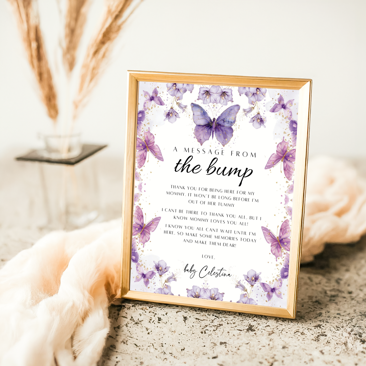 A Message from the Bump Sign - Purple Butterfly