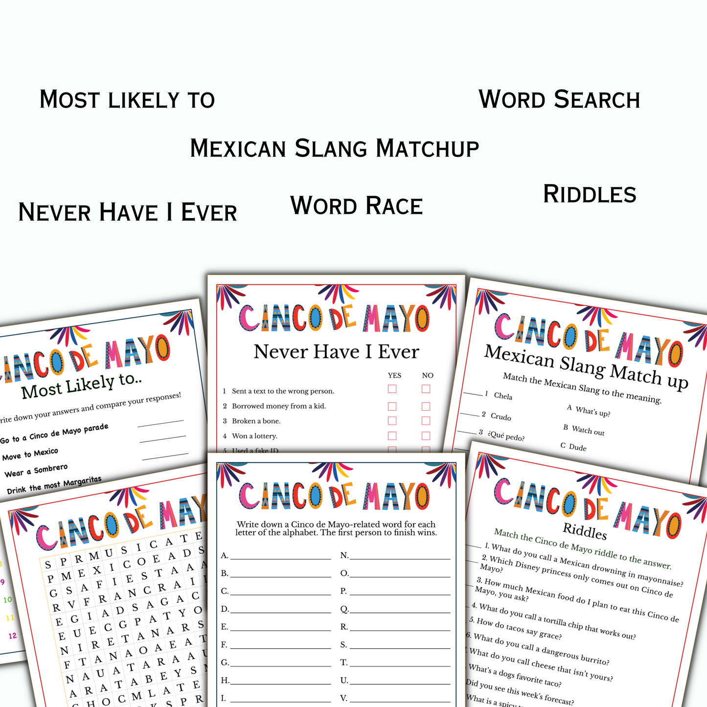 Cinco de Mayo Game Bundle for Kids & Adults - 24 Pack