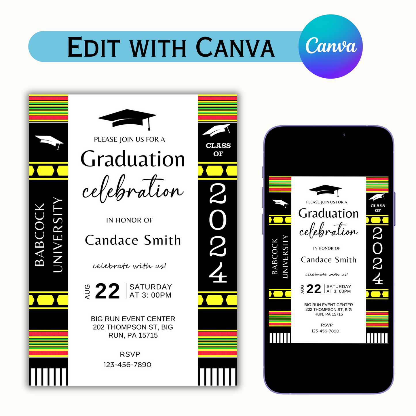 Kente Inspired - Graduation Invitation Template