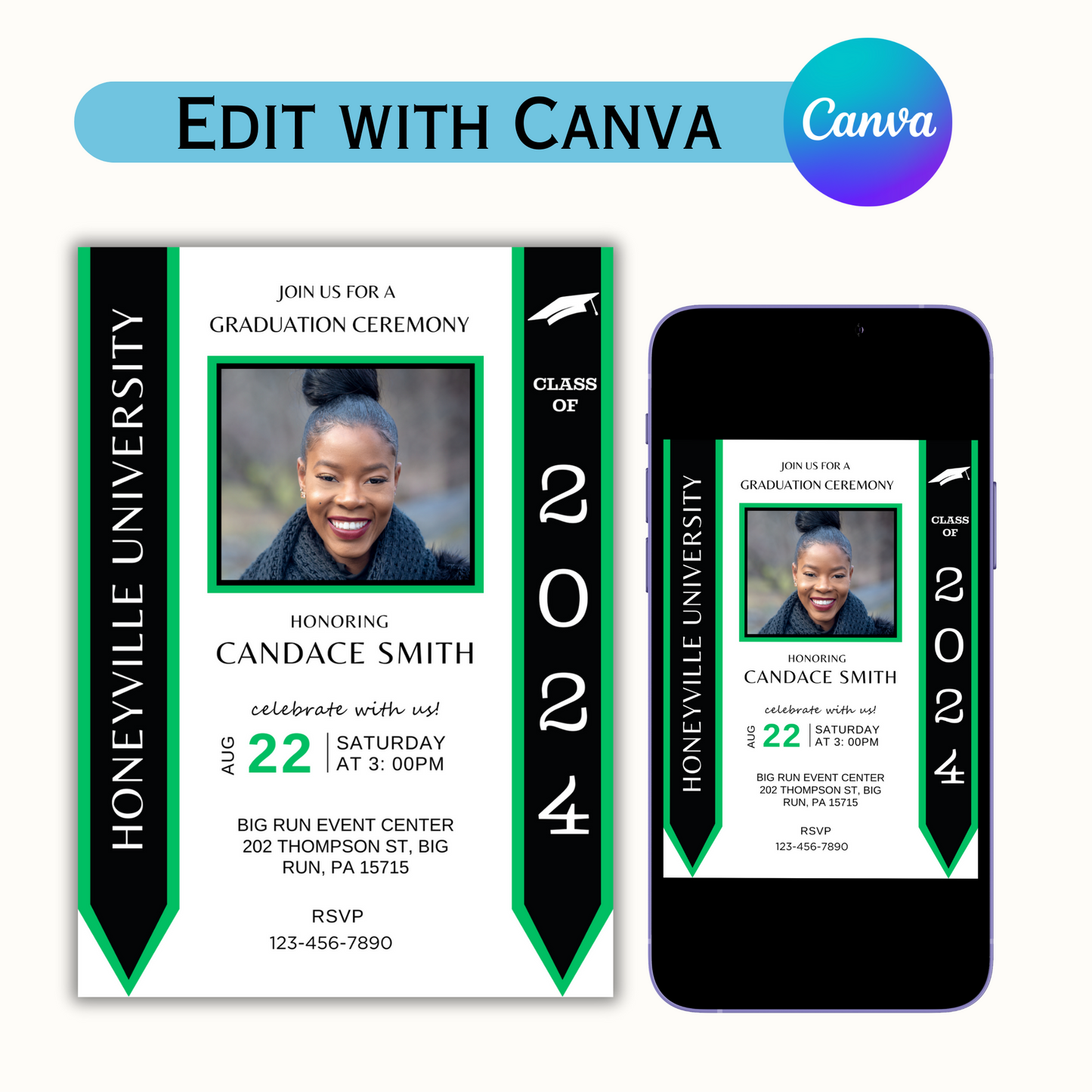 Graduation Invitation Template - Green