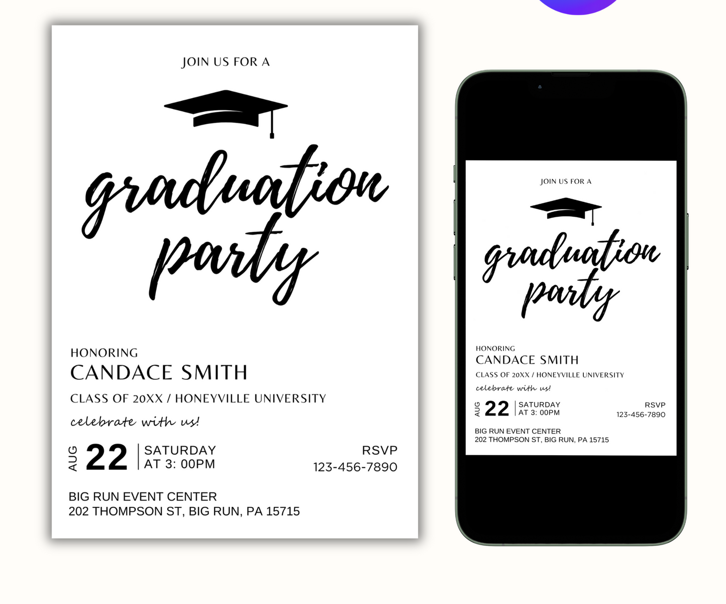 Graduation Party Invitation - Minimalist + Photo