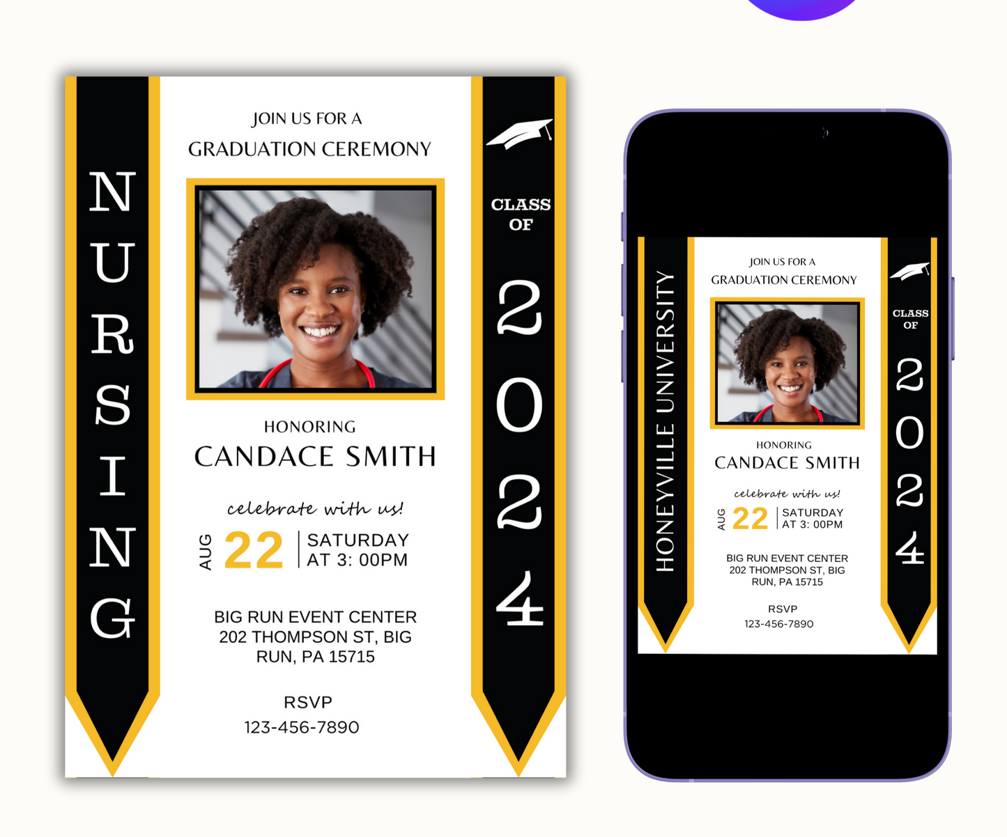 Graduation Invitation Template - Yellow