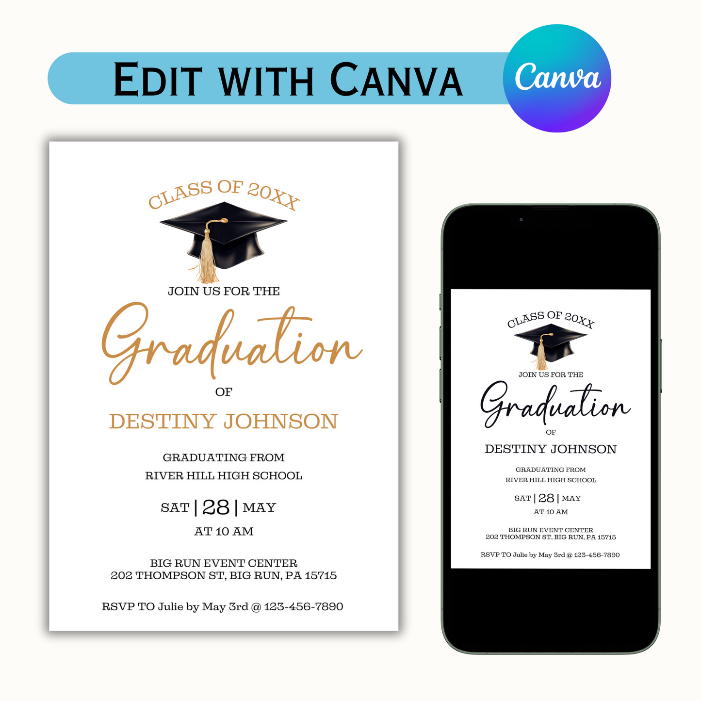 Editable Grad Party Invitation Template