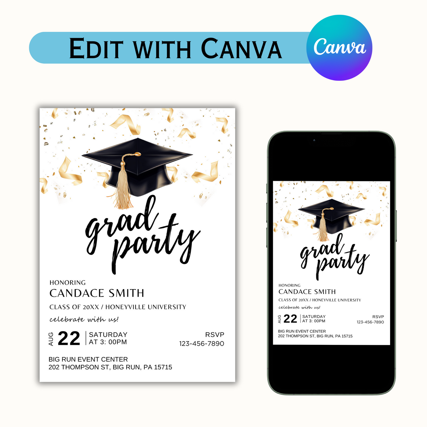 Editable Graduation Party Invitation Template