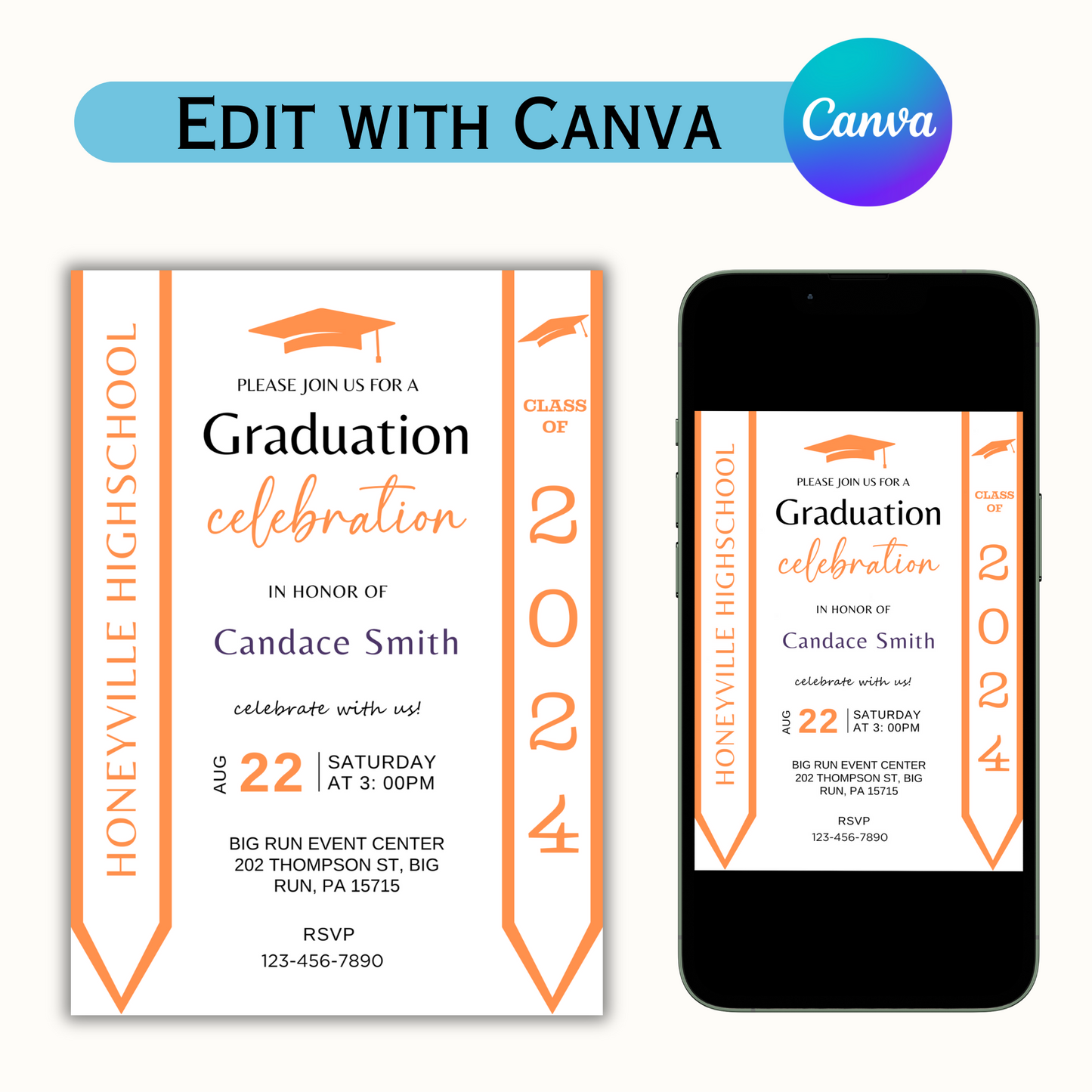 Editable Graduation Invitation with Photo