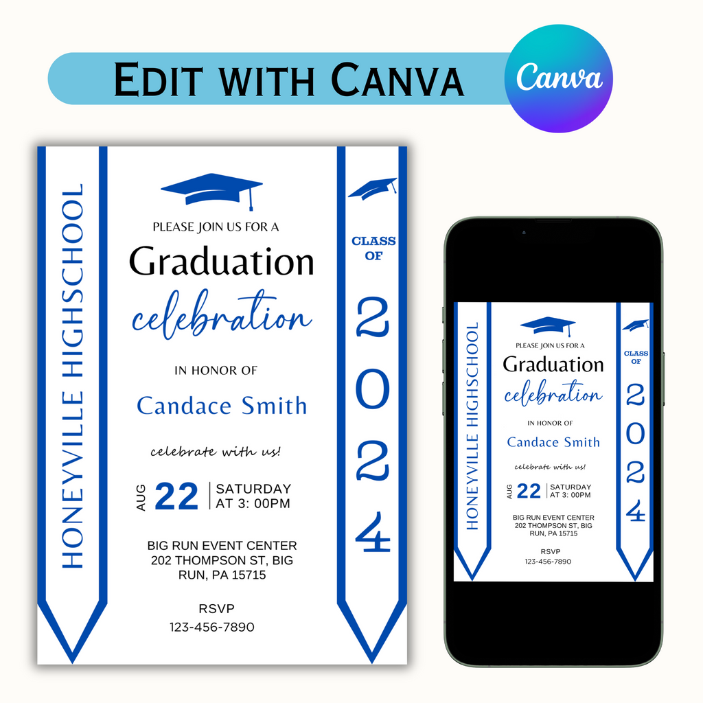 Graduation Invitation with Photo - Editable Template