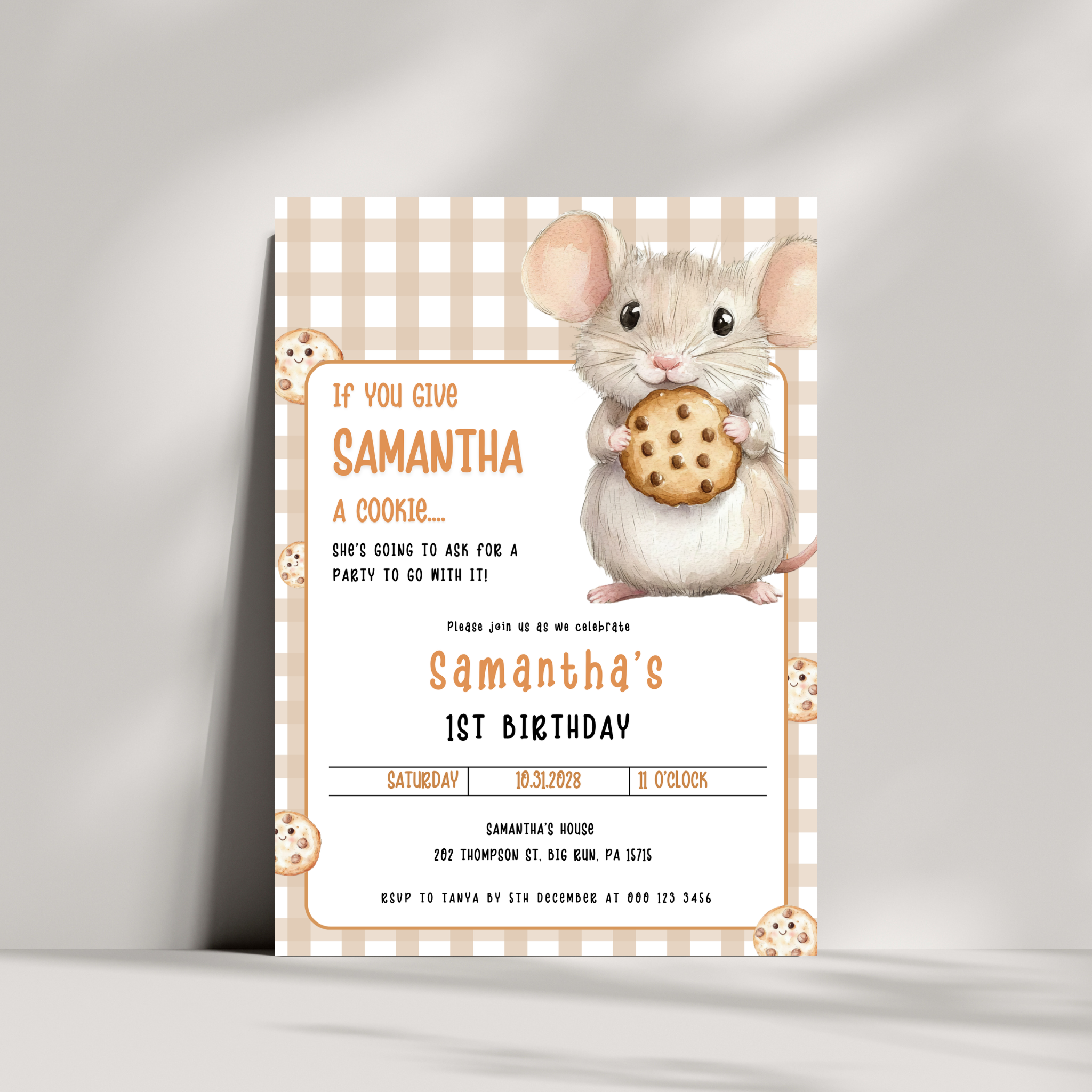 Mouse and Cookie Invitation Template