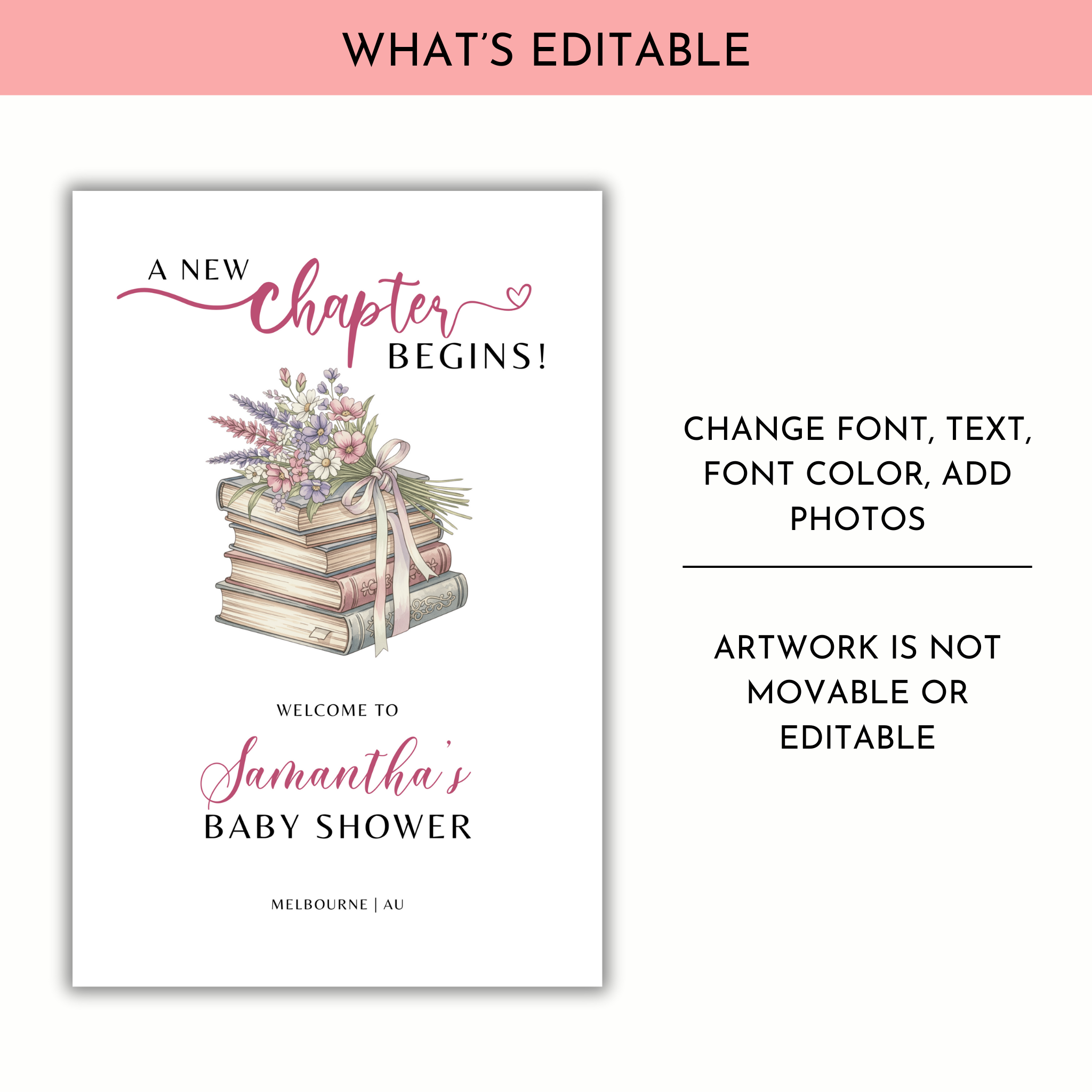 A New Chapter Baby Shower Welcome Sign