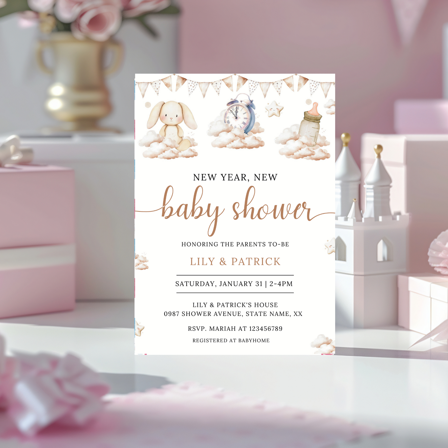 New Year, New Baby Shower Invitation Template Bundle
