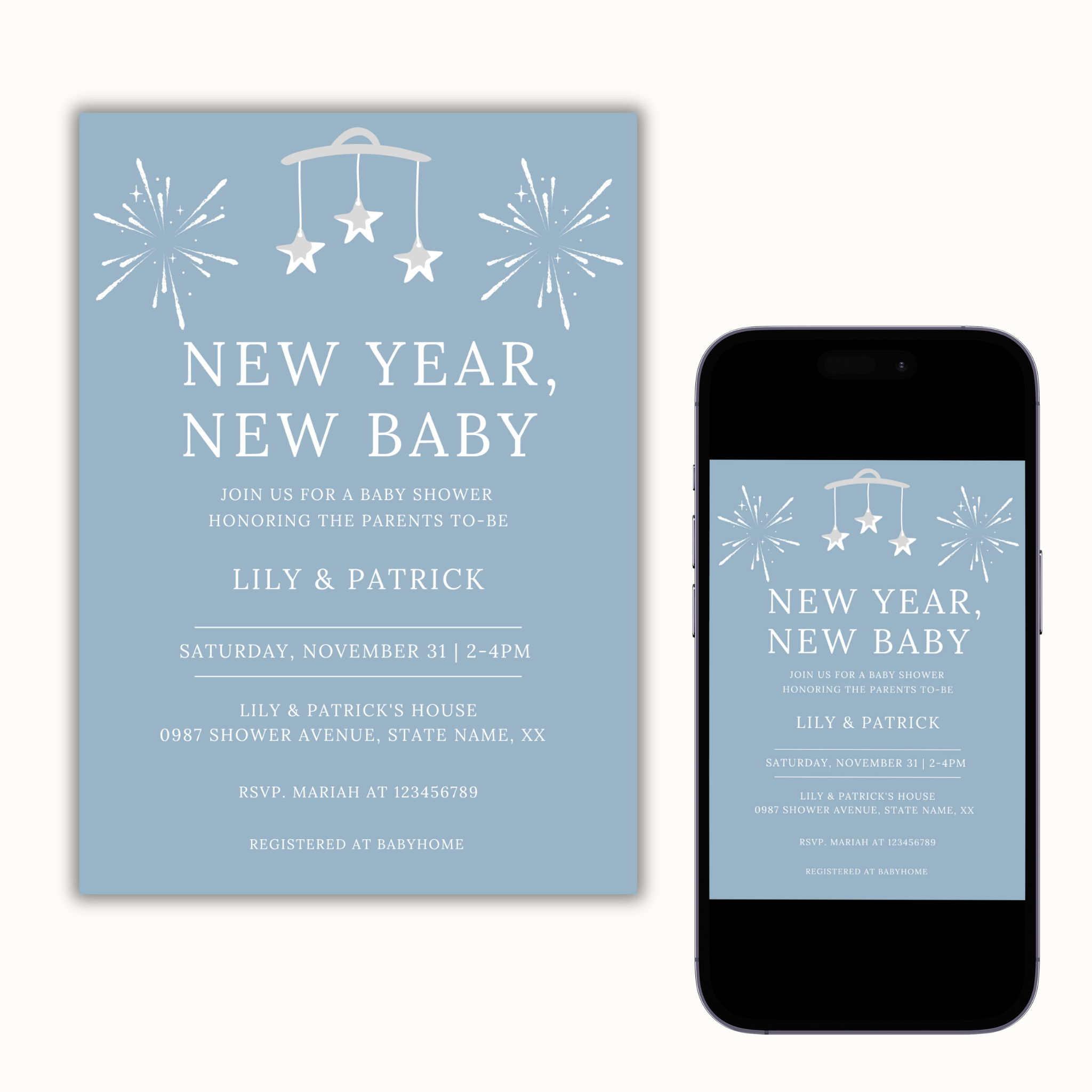 New Year, New Baby Shower Invitation