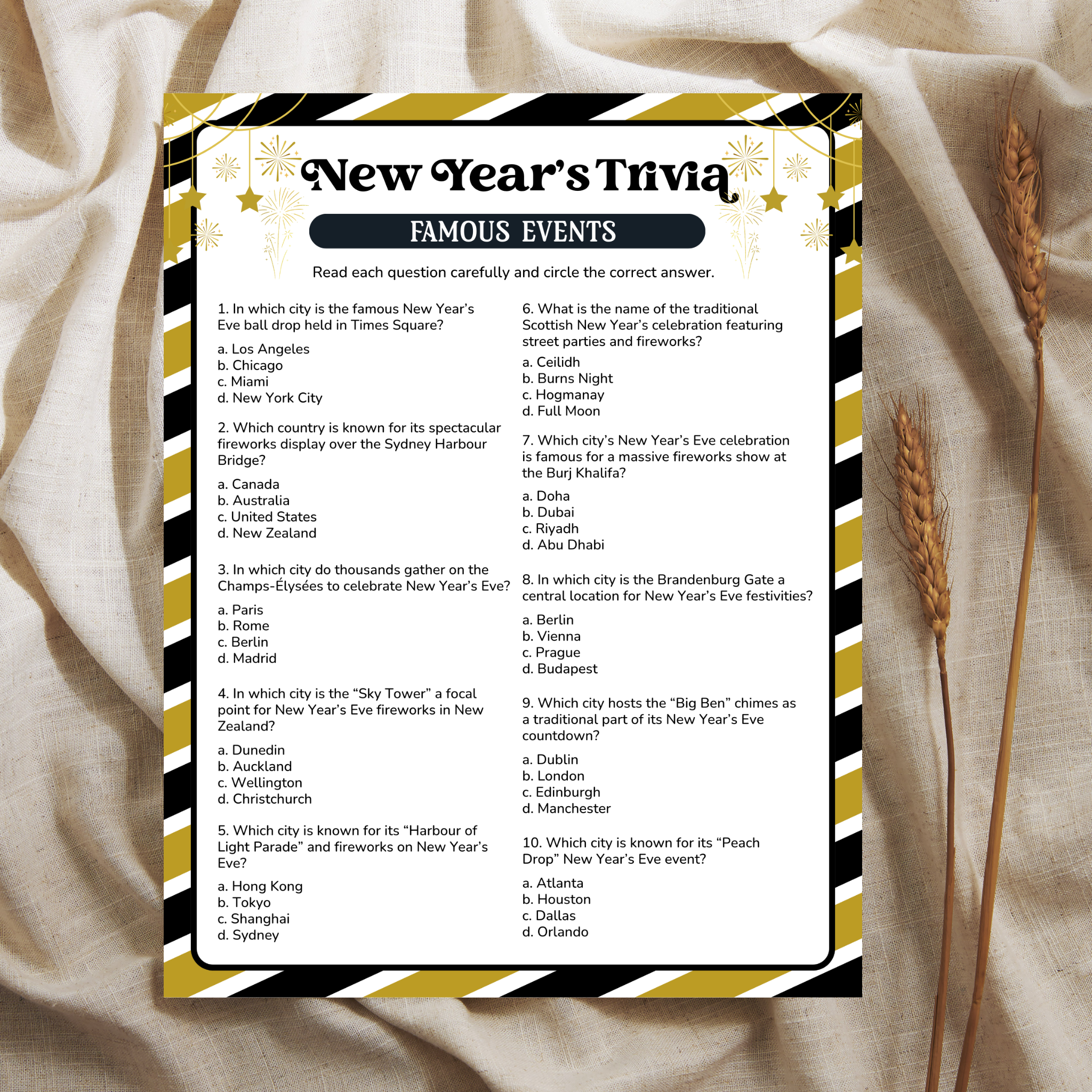 New Year's Trivia Game