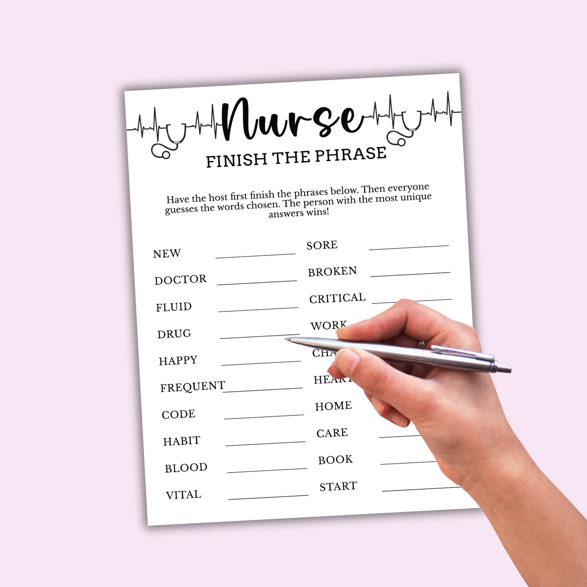 Nurse Finish the Phrase Game