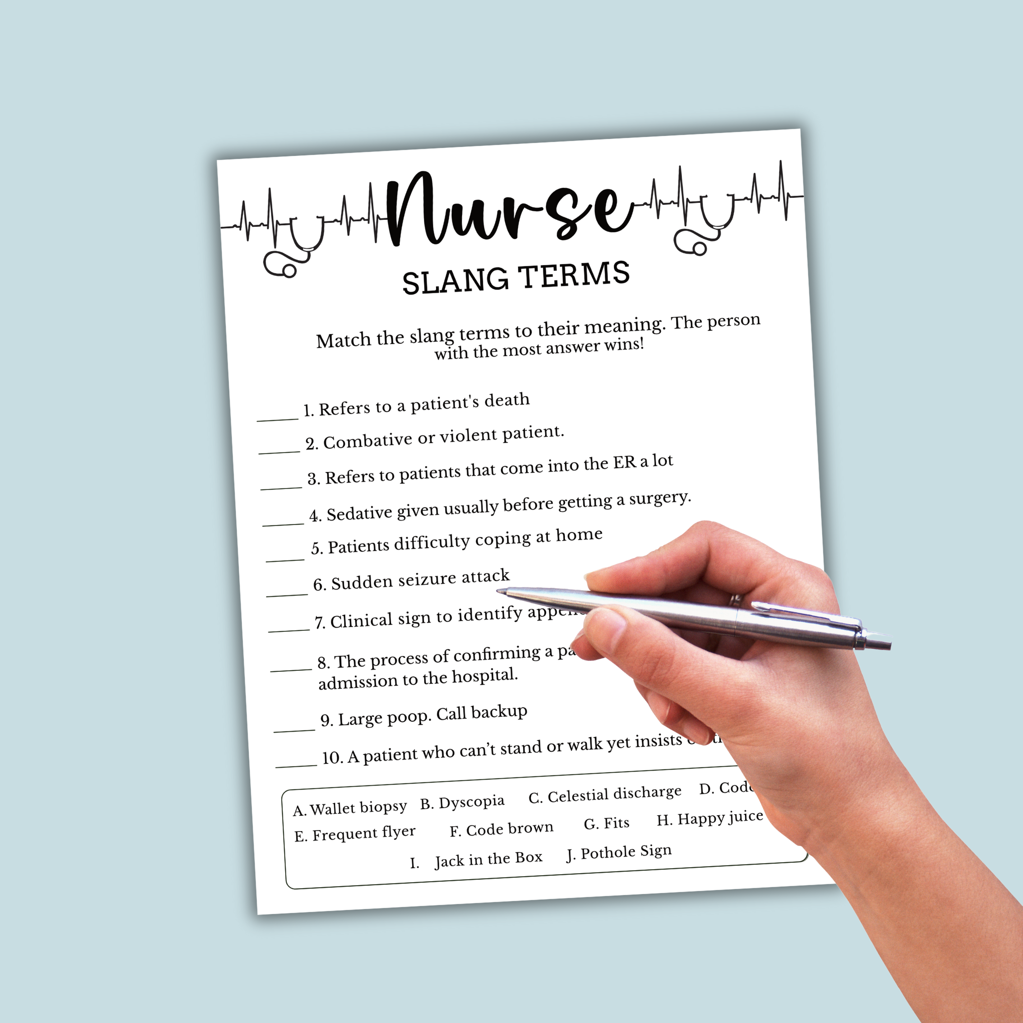 Nurse Slang Terms Game