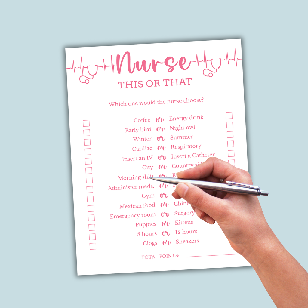 Nurse This or That Game - Pink