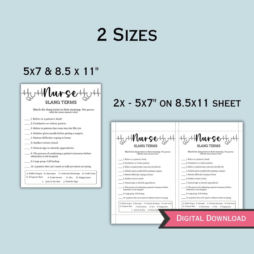 Nurse Slang Terms Game