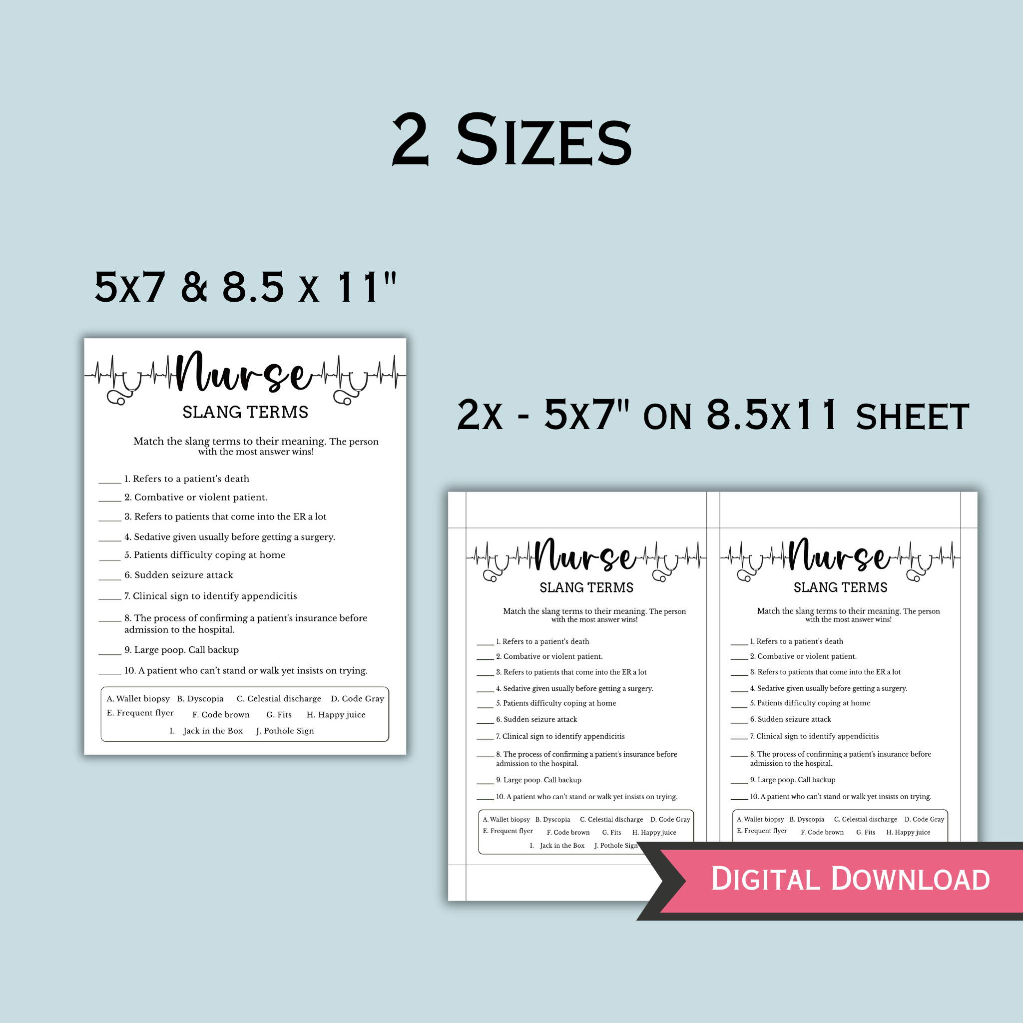 Nurse Slang Terms Game