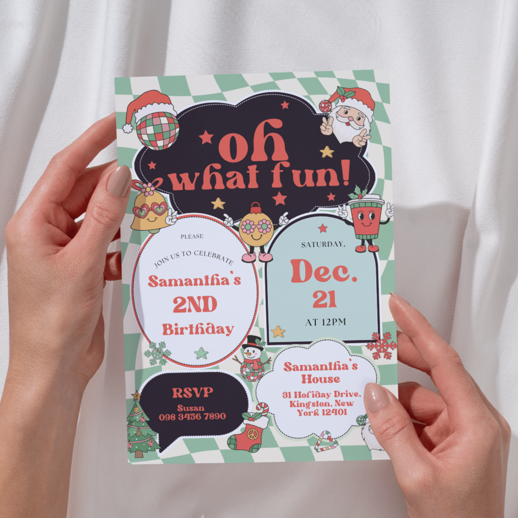 Oh What Fun Christmas Birthday Invitation