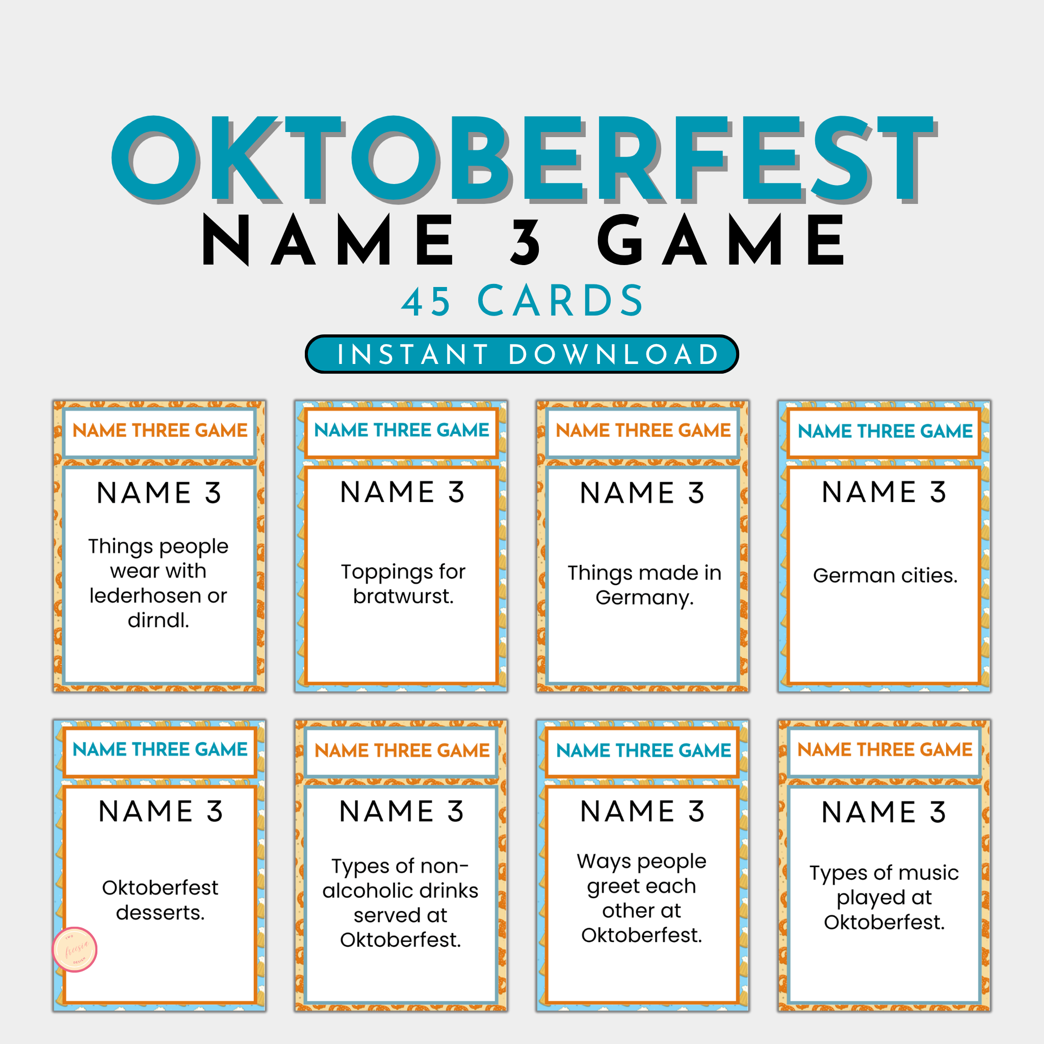 Oktoberfest Name 3 Word Game