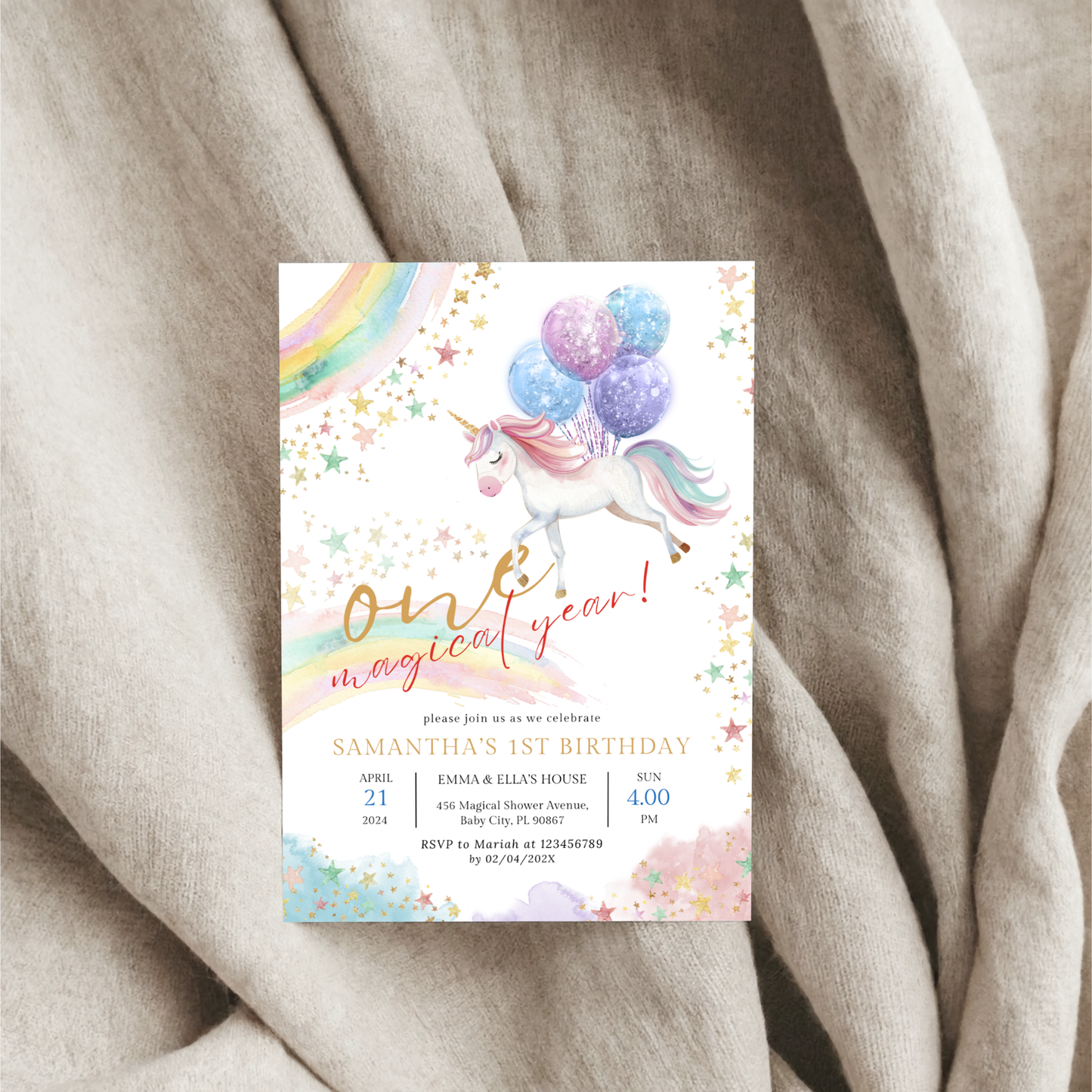 One Magical Year Birthday Invitation