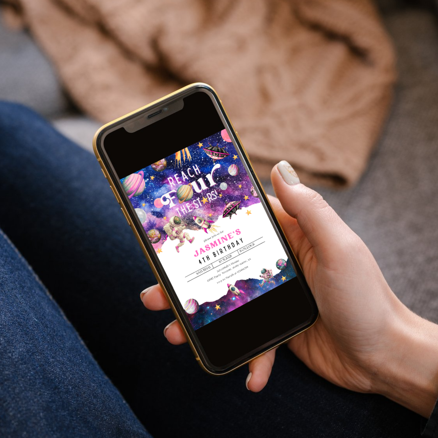 Reach Four the Stars Invitation | Pink