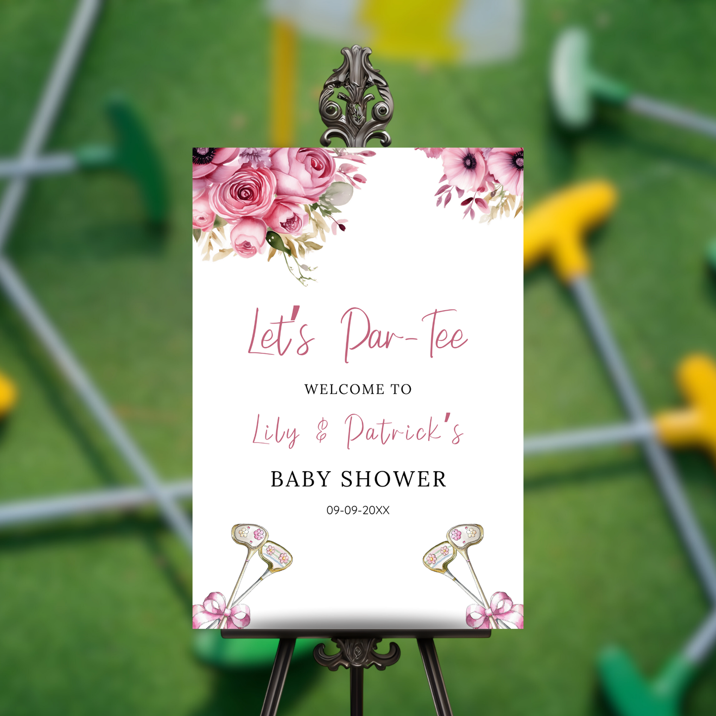 Let's Par-Tee Baby Shower Welcome Sign - Floral