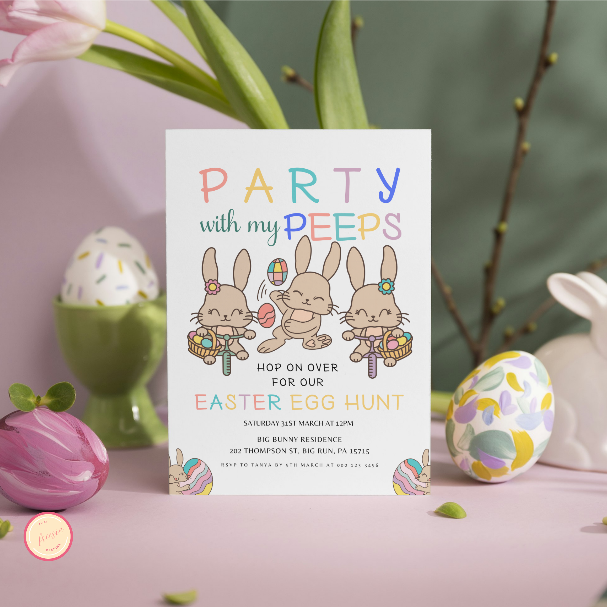 Hop On Over Party with My Peeps Invitation