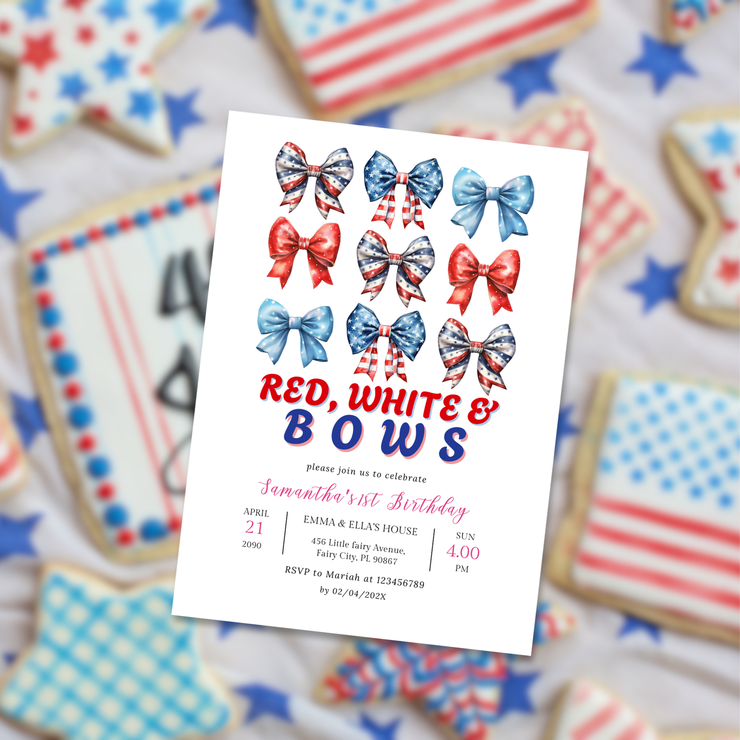 Patriotic 1st Birthday Invitation
