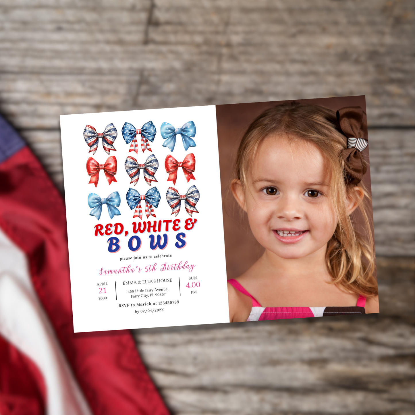 Patriotic Birthday Invitation with Photo