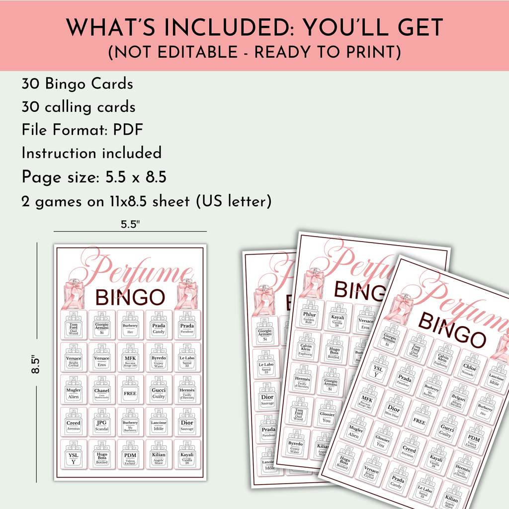 Perfume Bingo Game | 30 Cards