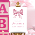 Pink Bow Baby Shower Welcome Sign