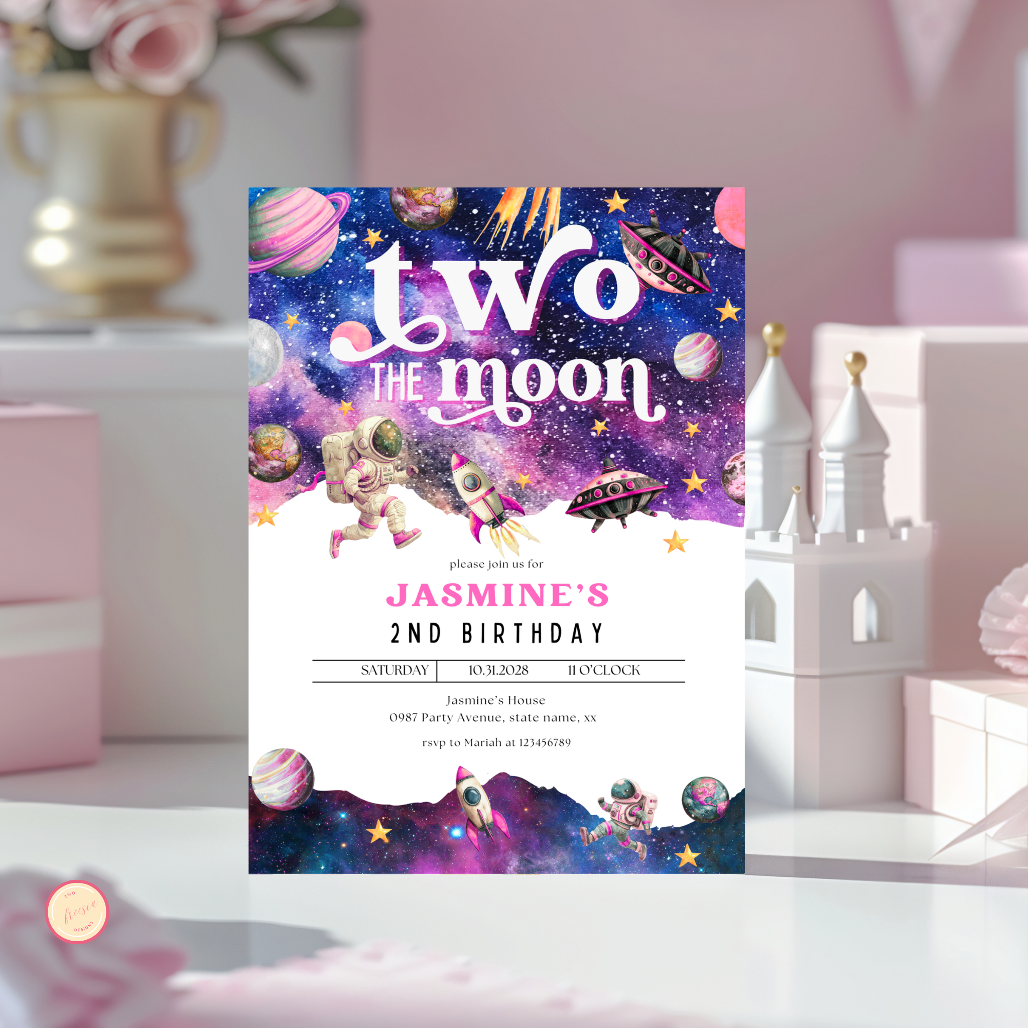 Two The Moon Invitation | Pink