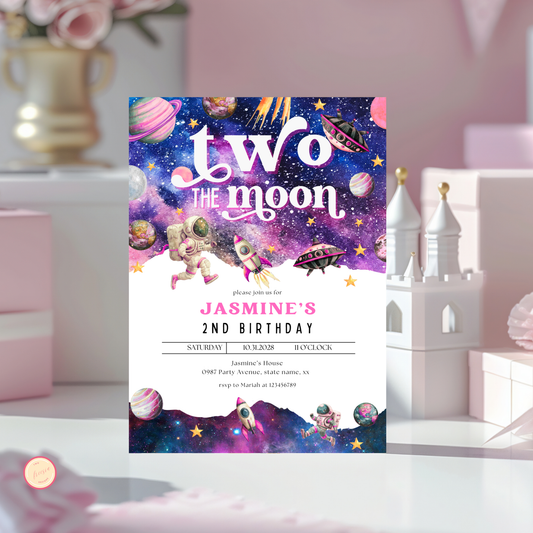Two The Moon Invitation | Pink