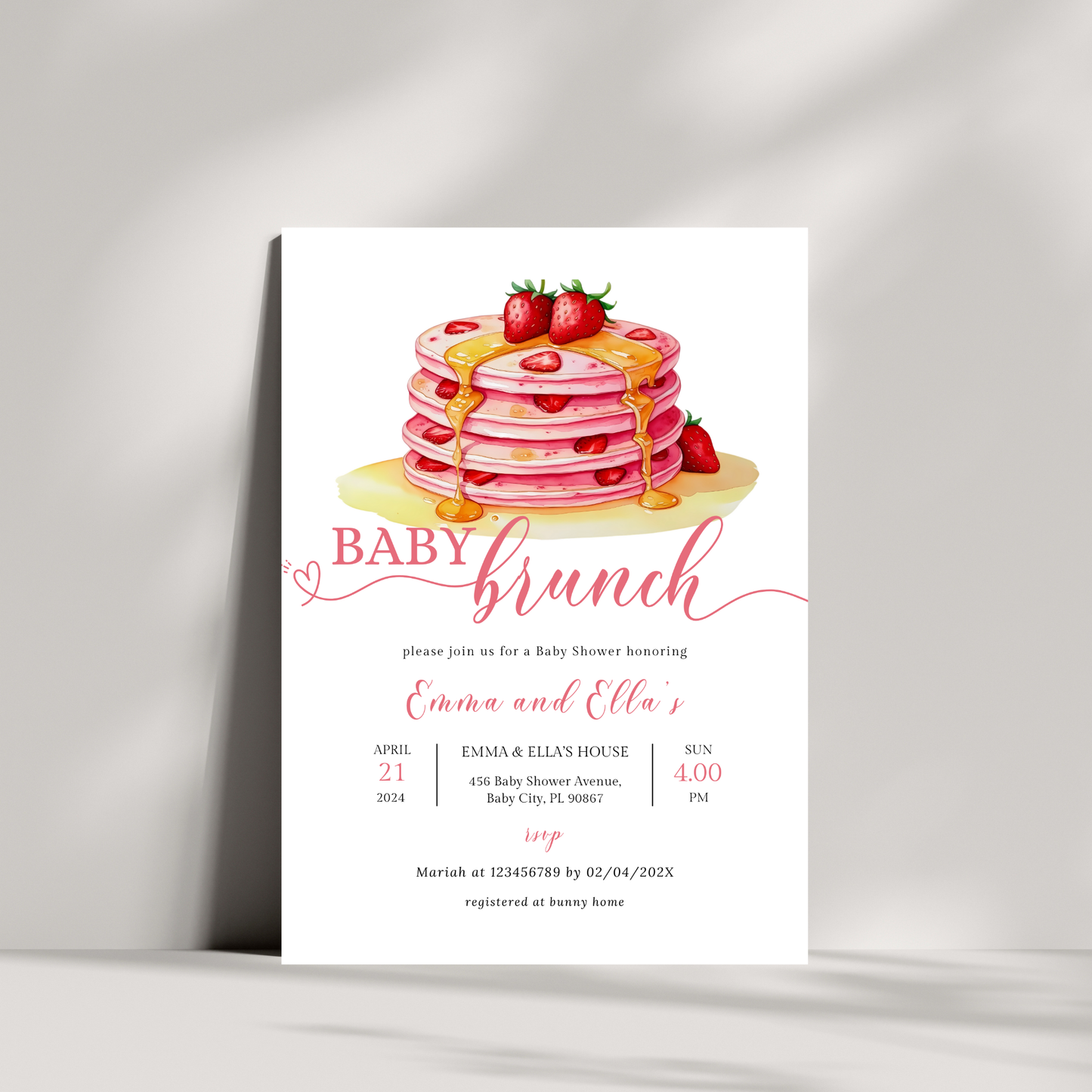 Baby Brunch Shower Invitation Bundle - Strawberry