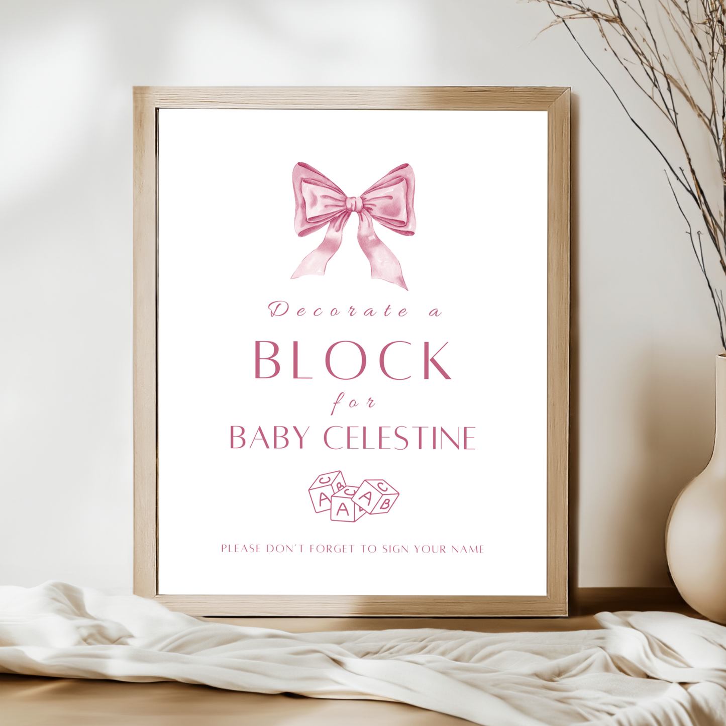 Decorate a block Sign - Pink Bow