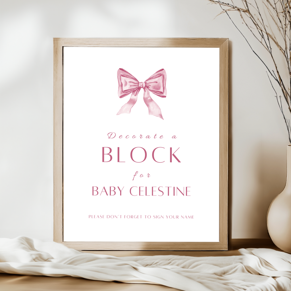 Decorate a block Sign - Pink Bow
