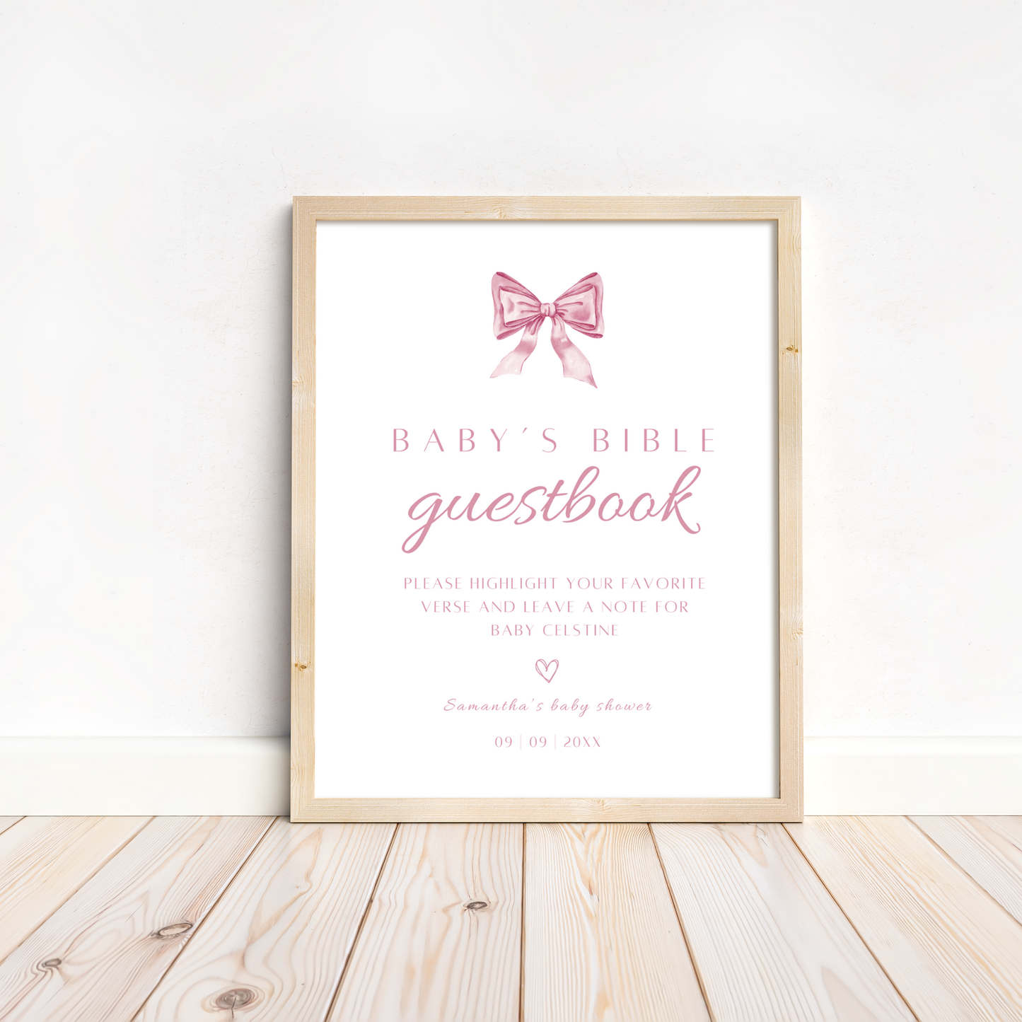 Baby's Bible Guestbook - Pink Bow