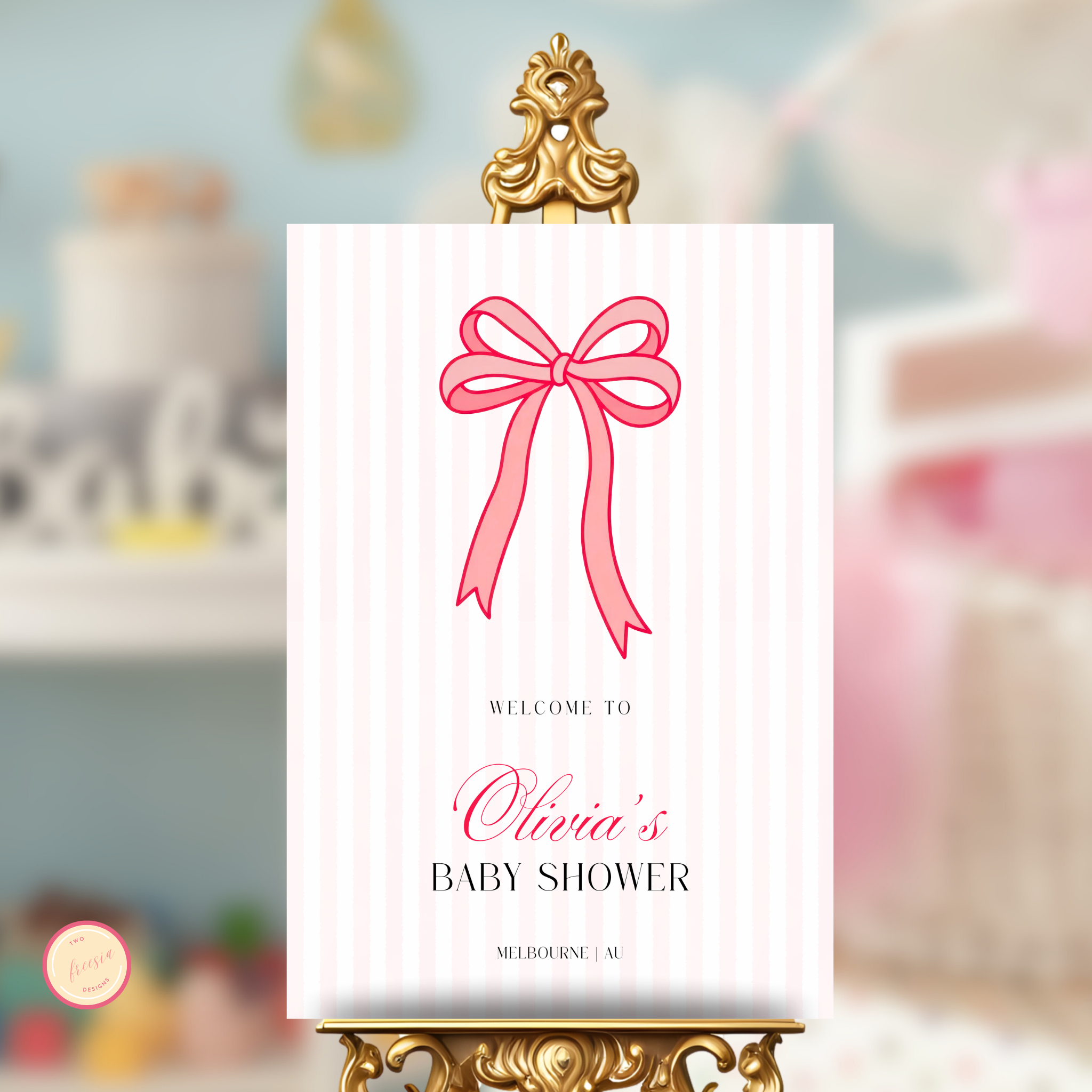 Valentine Baby Shower Welcome Sign - Red Bow