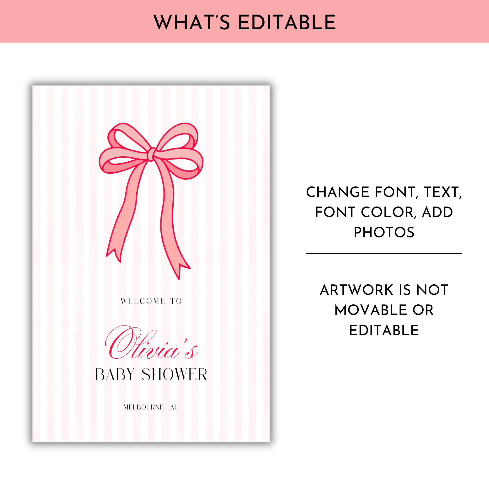 Valentine Baby Shower Welcome Sign - Red Bow