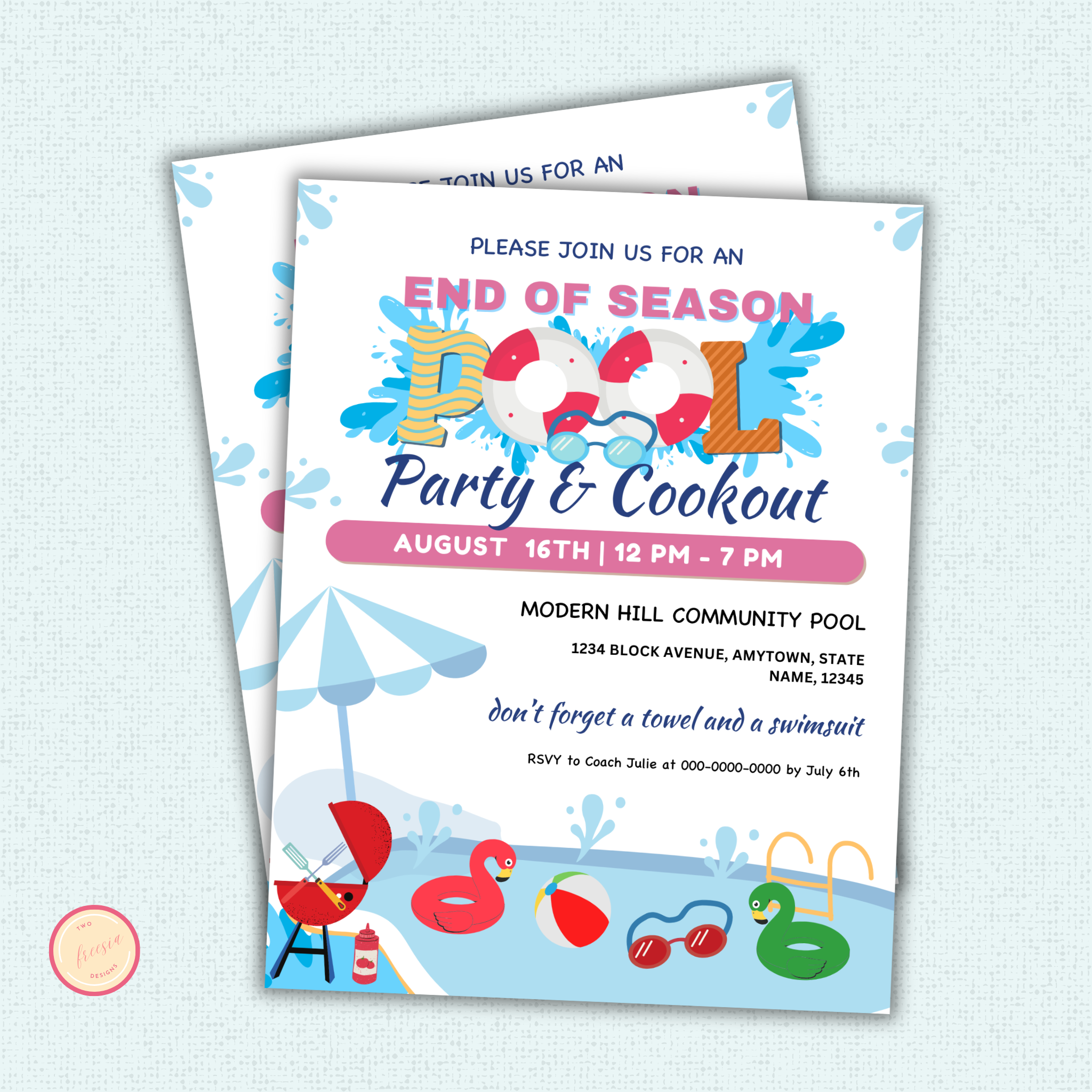 End of Season Pool Party Flyer Template