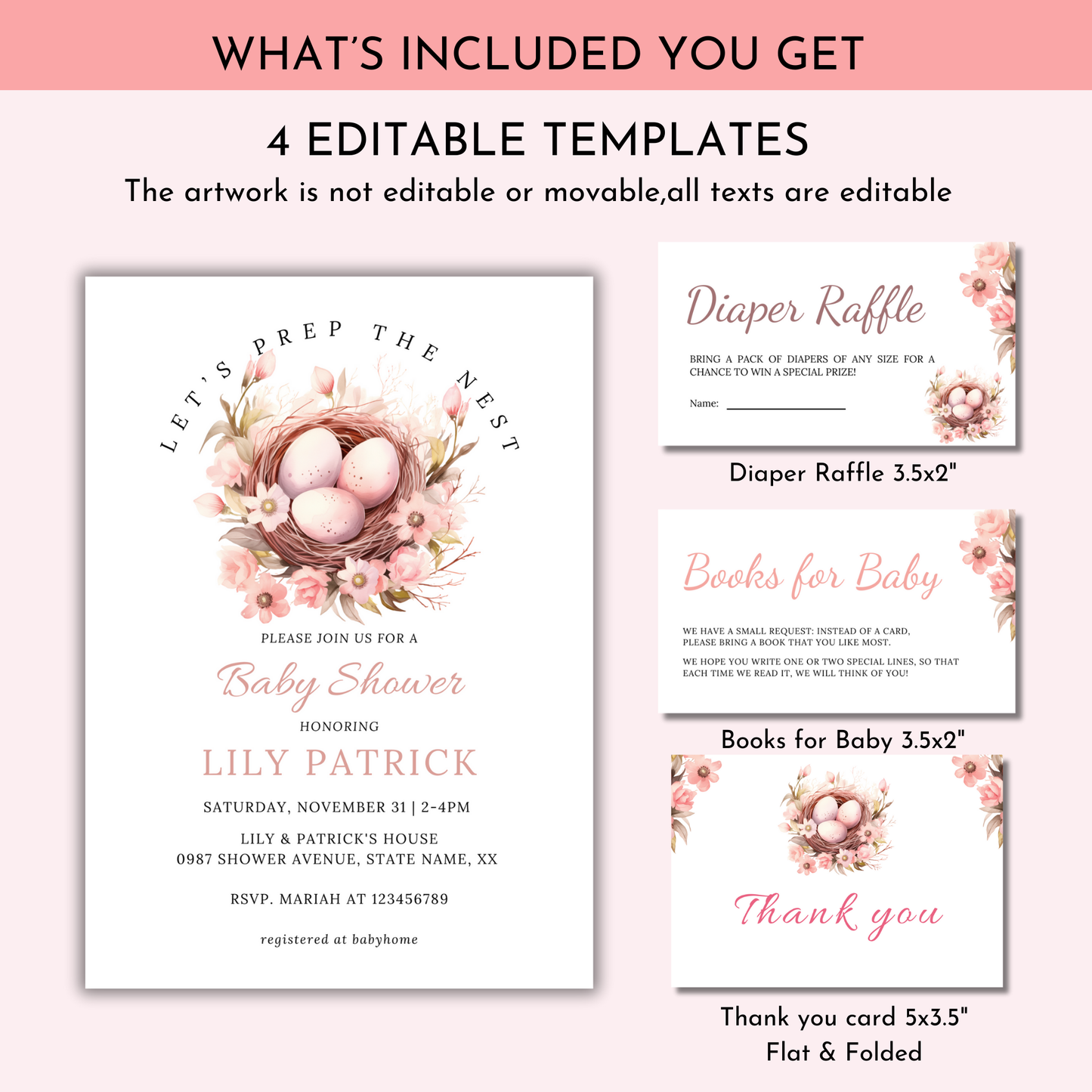 Let's Prep the Nest Baby Shower Invitation Bundle