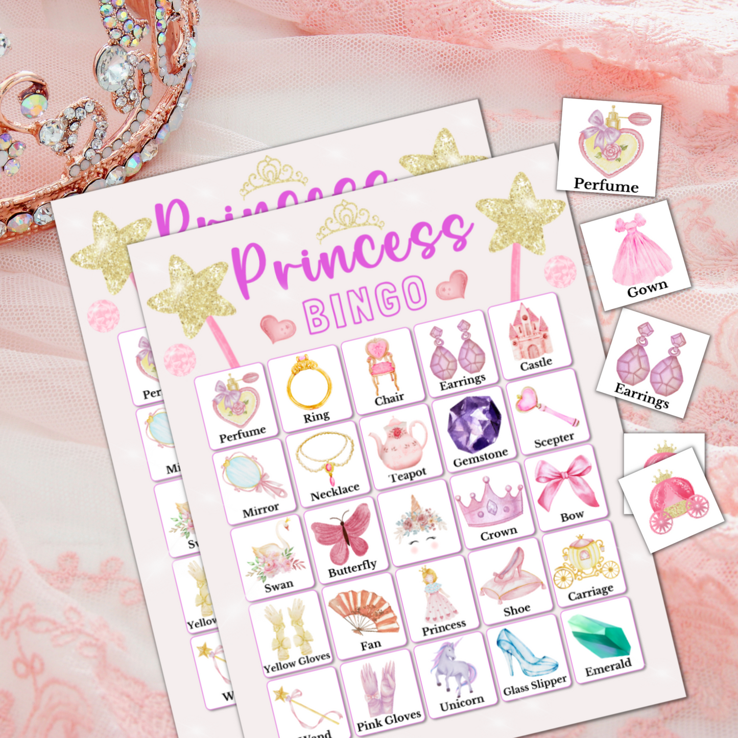 Princess Bingo Game - 30 Unique Cards