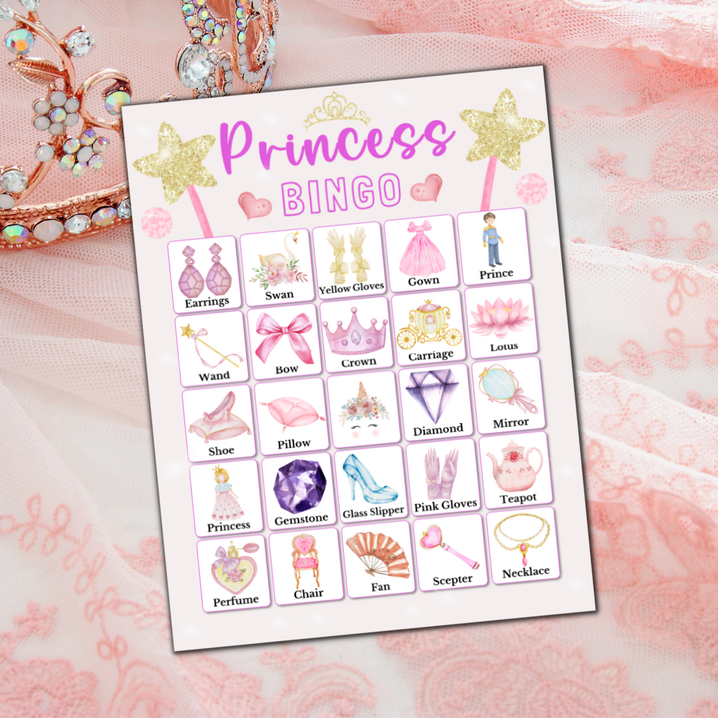 Princess Bingo Game - 30 Unique Cards