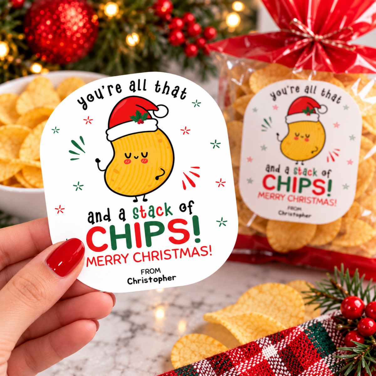 Christmas Potato Chip Label