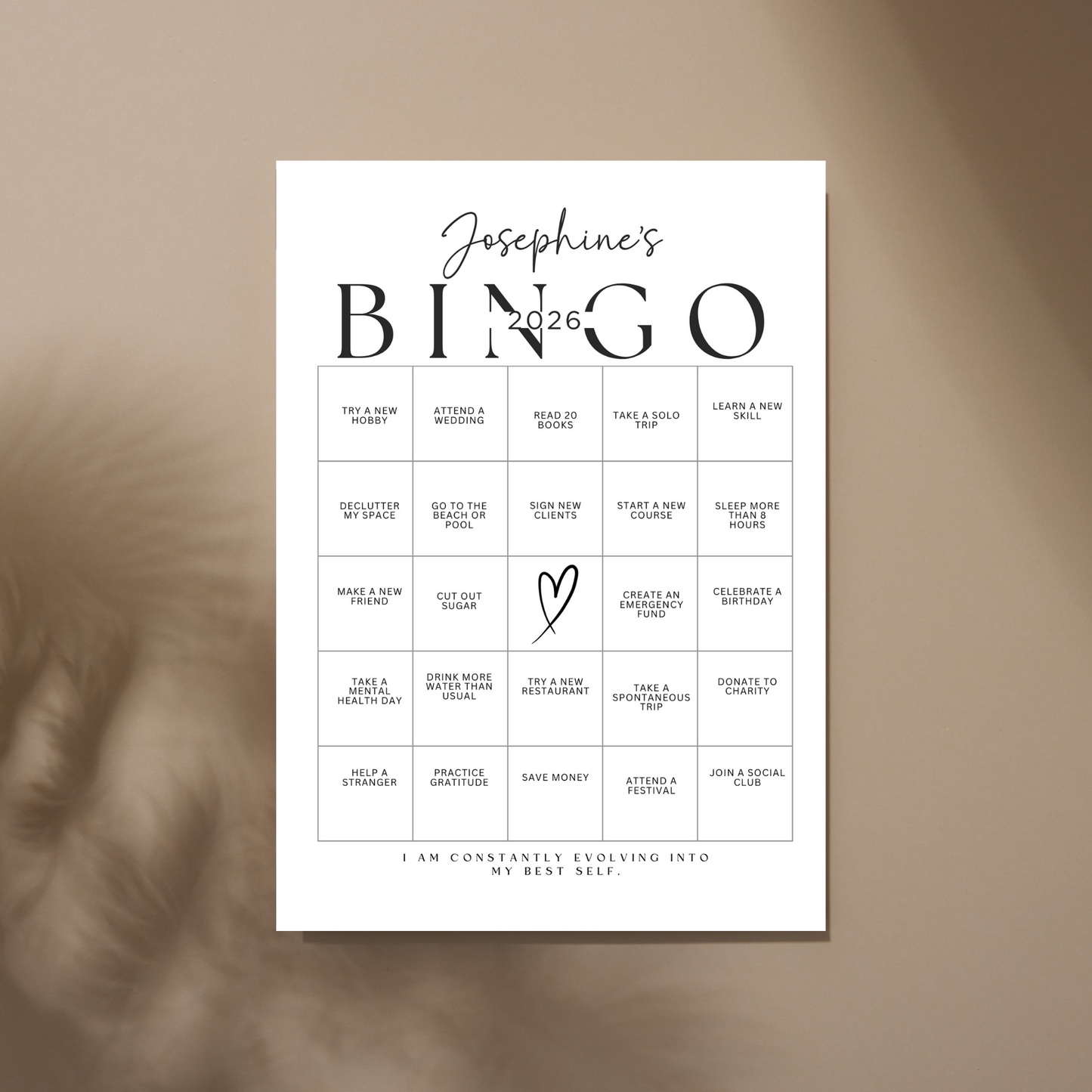 2026 Vision Board Bingo with Photos