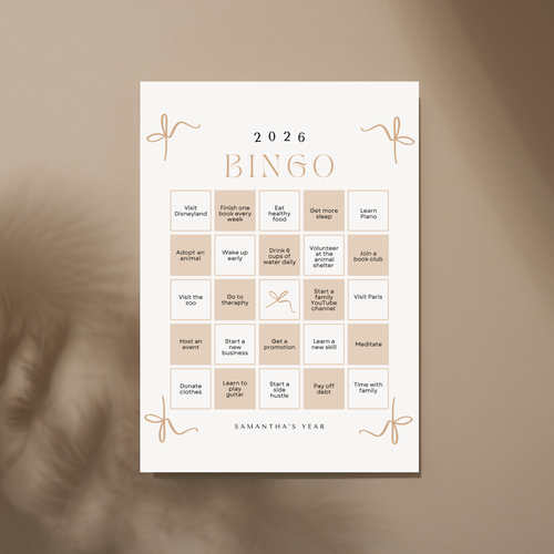 2026 Vision Board Bingo Card
