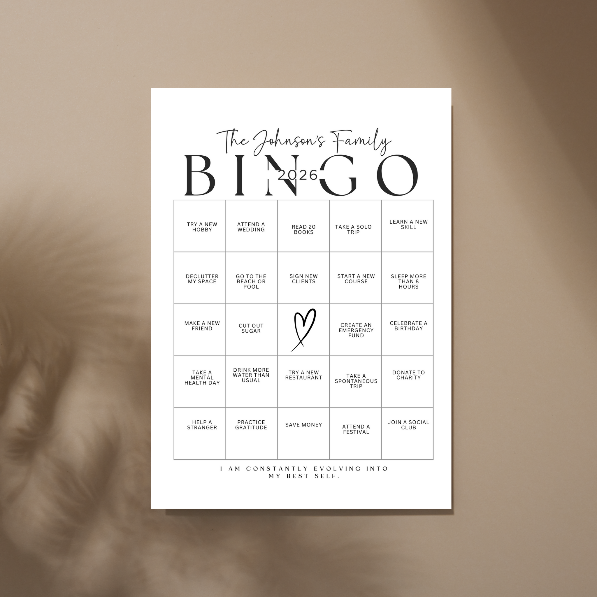 2026 Family Vision Board Bingo