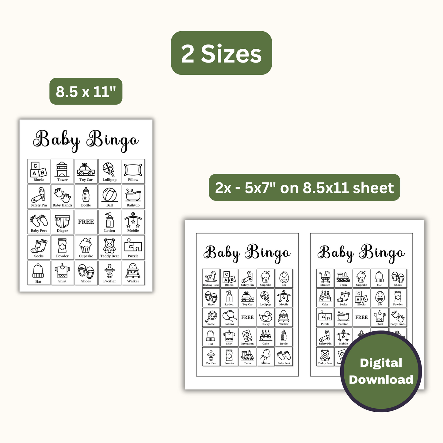 Baby Shower Bingo - 50 Cards