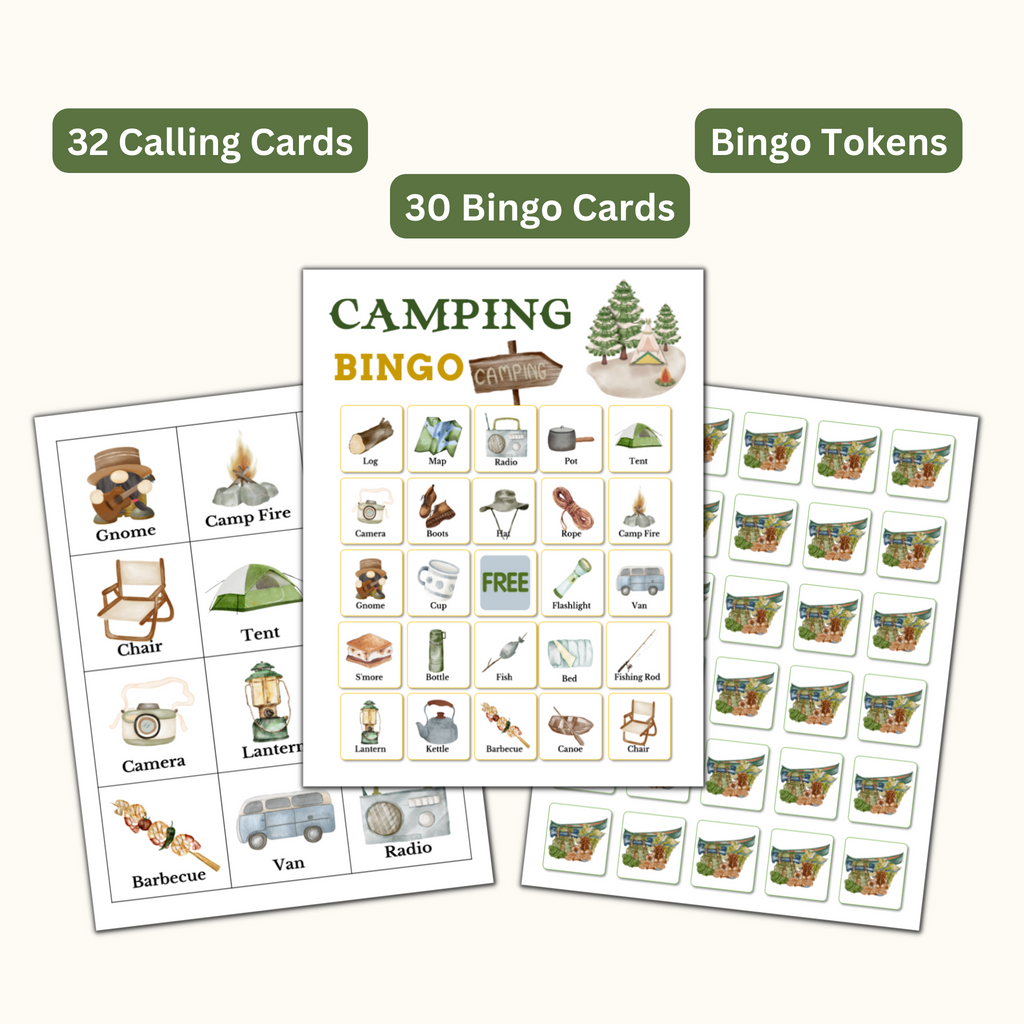 Camping Bingo Printable - 30 Cards