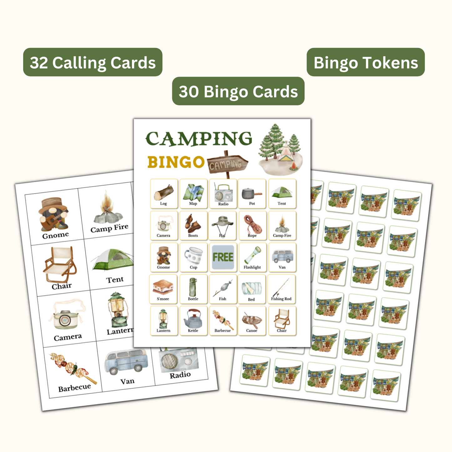 Camping Bingo Printable - 30 Cards