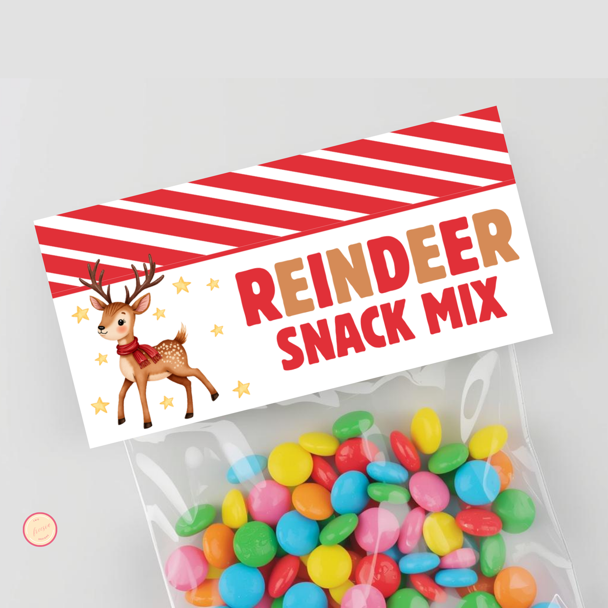 Reindeer Snack Mix Bag Topper